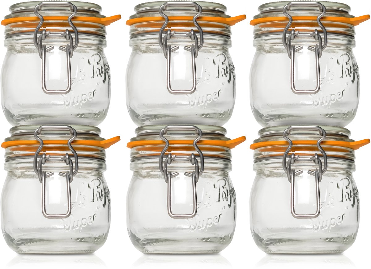 Le Parfait 500ml Weckpotten Set (6x 500ml) | OP=OP VOORDEELSET | 6 Weckpotten van 500 ML | Premium A-kwaliteit | Robuust en Voedselveilig | Ideaal als voorraadpot, inmaakpot of conserveerpot | Made in France