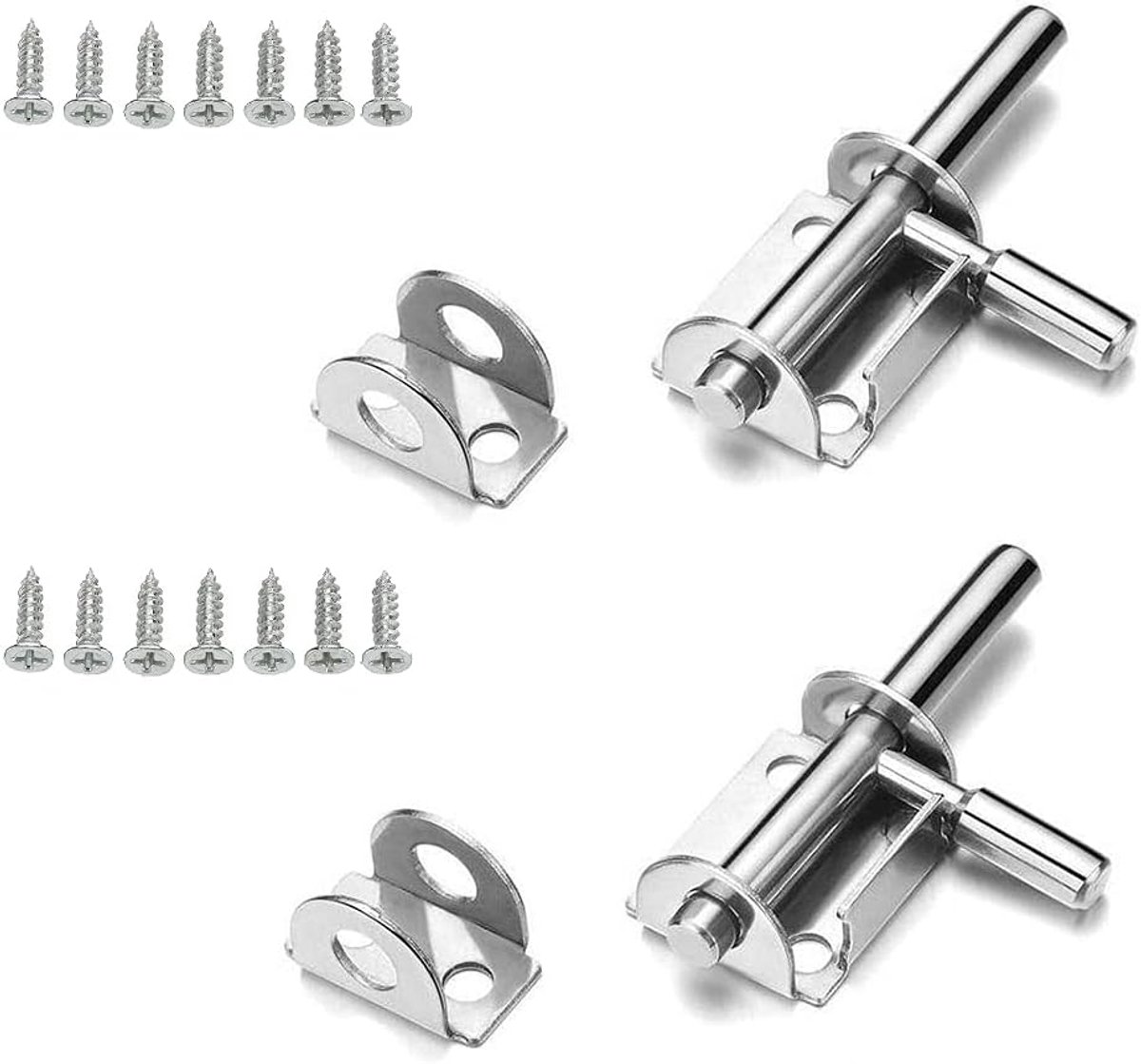 Dailygoods- Deurgrendel Robuust en duurzaam - Schuifgrendel - Boutgrendel - Vergrendeling - 2 stuks - Roestvrij staal - Inclusief 14 schroeven