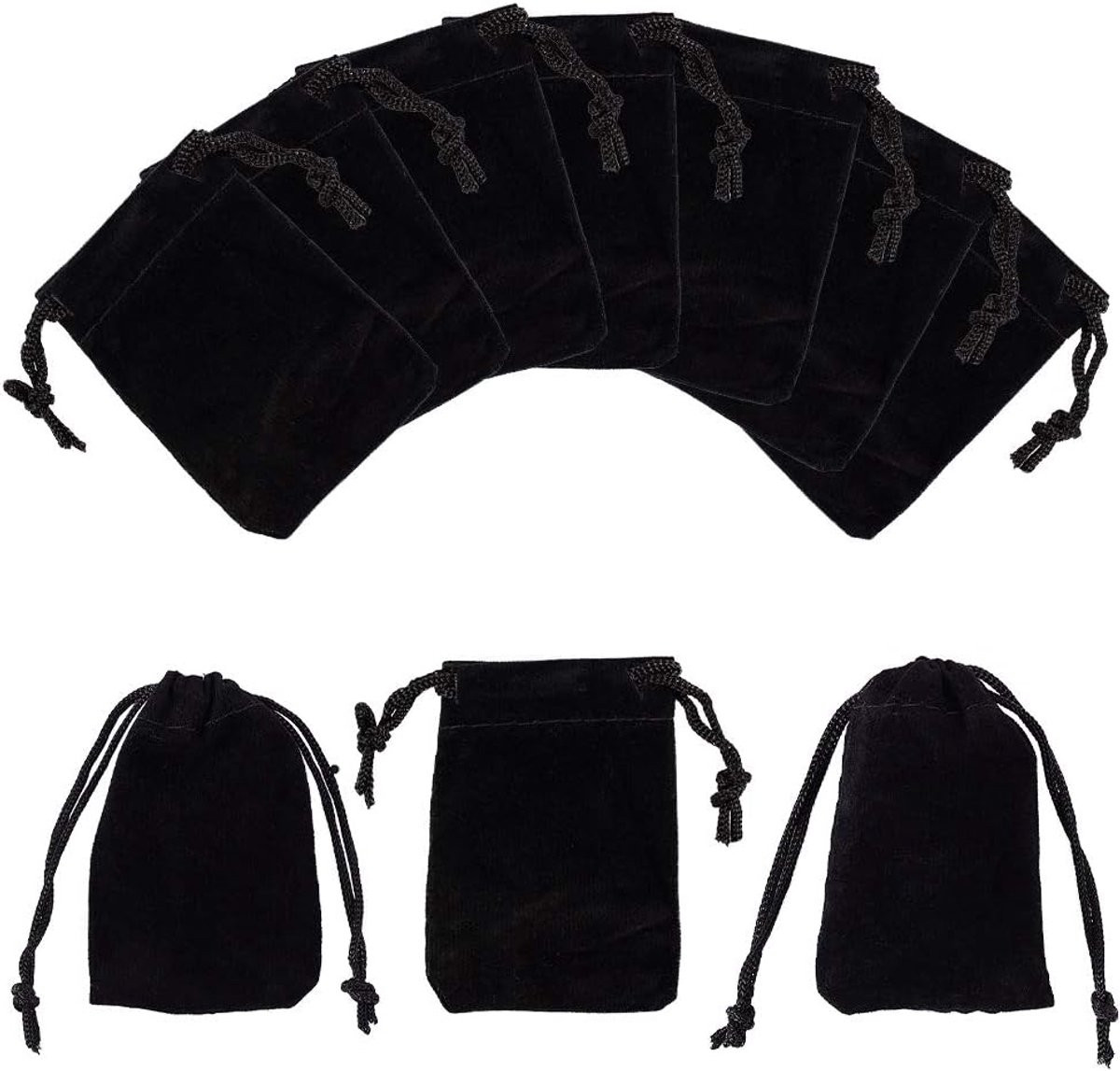 Dailygoods - Set van 50 Zwarte Fluwelen Zakjes 5x7 cm