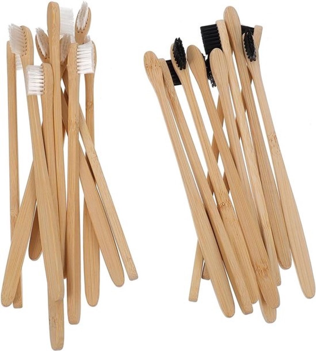 Zachte Tandenborstels - Medium Borstels - Dagelijkse Mondverzorging - Duurzaam Bamboehandvat - 20 Stuks - Zwart