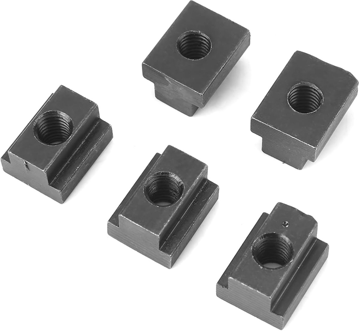 Dailygoods - T-moer - Moeren 5 stuks - Zwart - M8/M10 - Schroefdraad voor T-groefstenen - Geschikt voor machines en gereedschapstafel