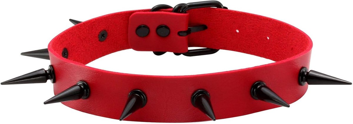 Dailygoods- Choker met Klinknagels - PU-Leren Choker - Verstelbare Riem - Comfortabel Materiaal - Geschikt voor Feestelijke Gelegenheden - Halsband