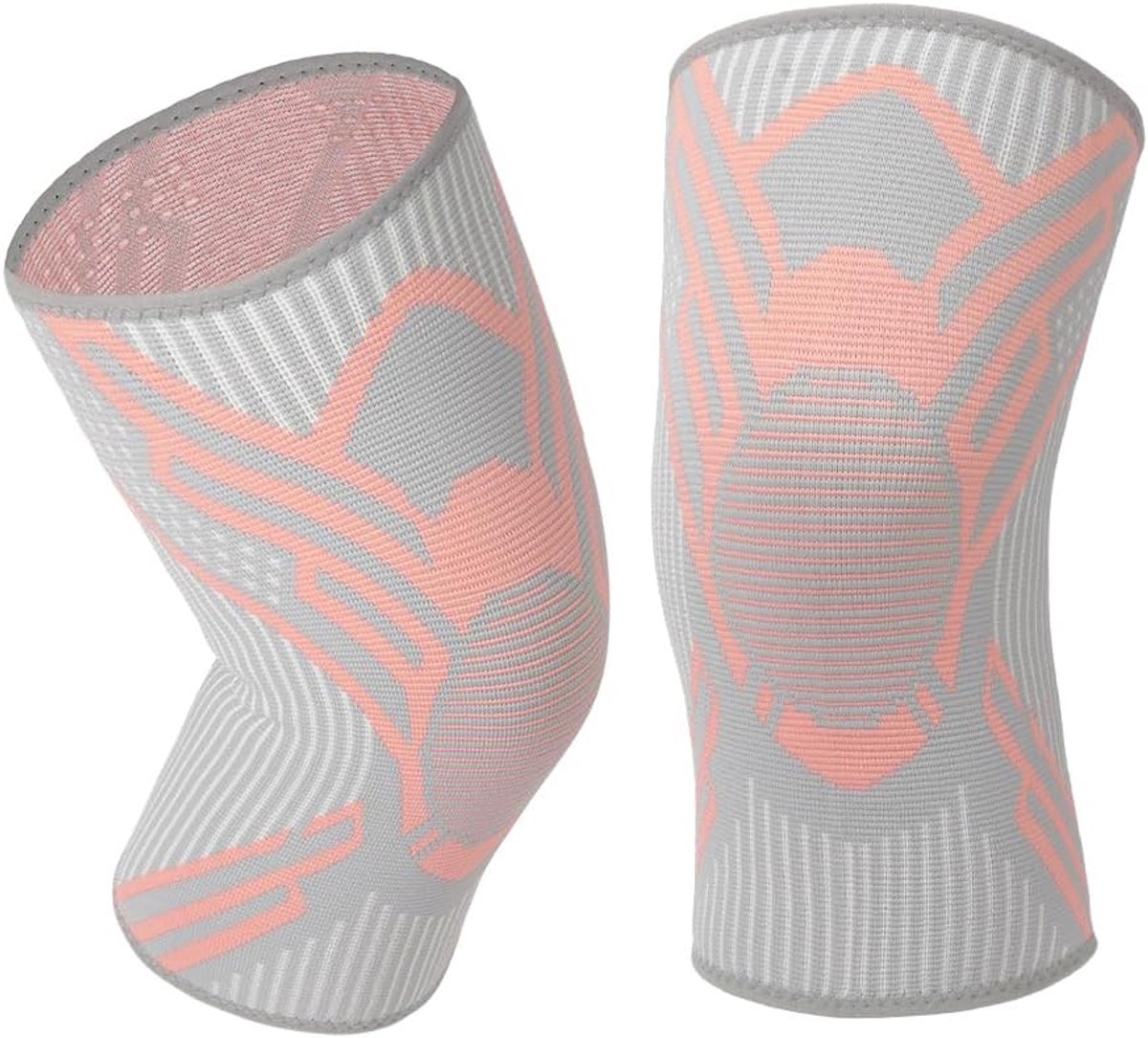 Kniebandage voor meniscus en ligamenten, 2 stuks, sportkniebandage voor mannen en vrouwen, ademende kniebeschermers voor artritis, bandletsel, yoga, wandelen, hardlopen (roze, XL)