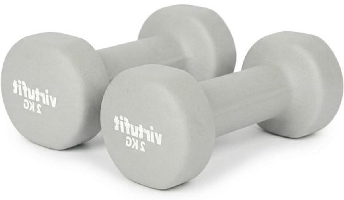 Halters - Dumbbells - Krachtraining thuis - Antislip vinylcoating - 2 kg per stuk - Groen