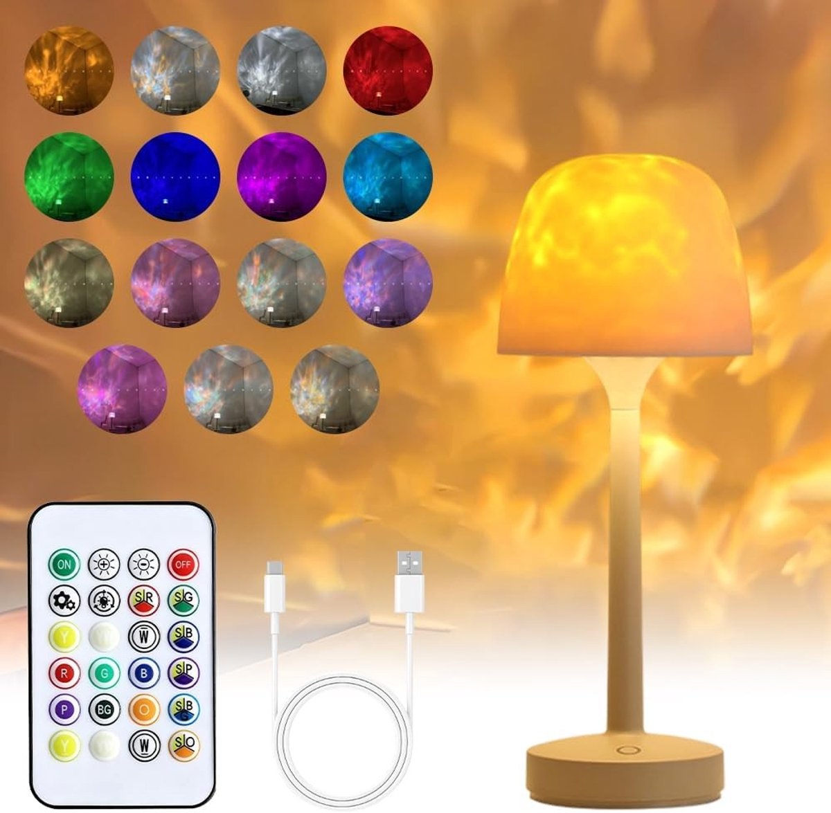 Sterrenhemel Projector en Ocean Lamp - Watergolf Effect, 16 Kleuren, Waterproof LED Lamp voor Badkamer en Slaapkamer Decoratie met Touch & Afstandsbediening