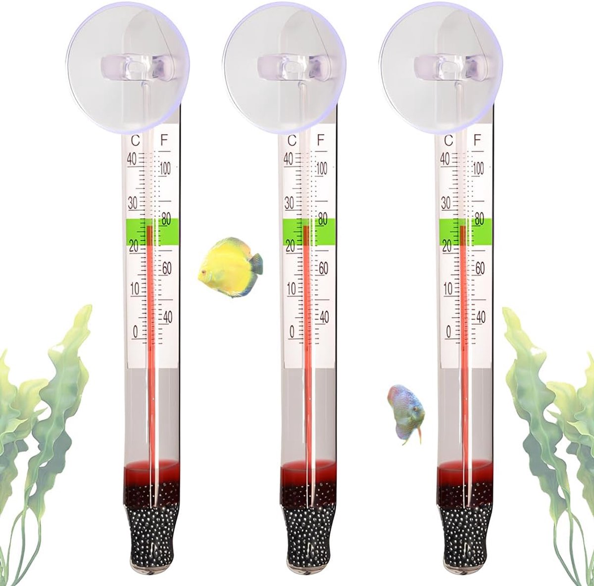 Thermometers voor aquarium - temperatuurmeter met zuignap,duidelijke meting,voor zoet- en zoutwateraquaria