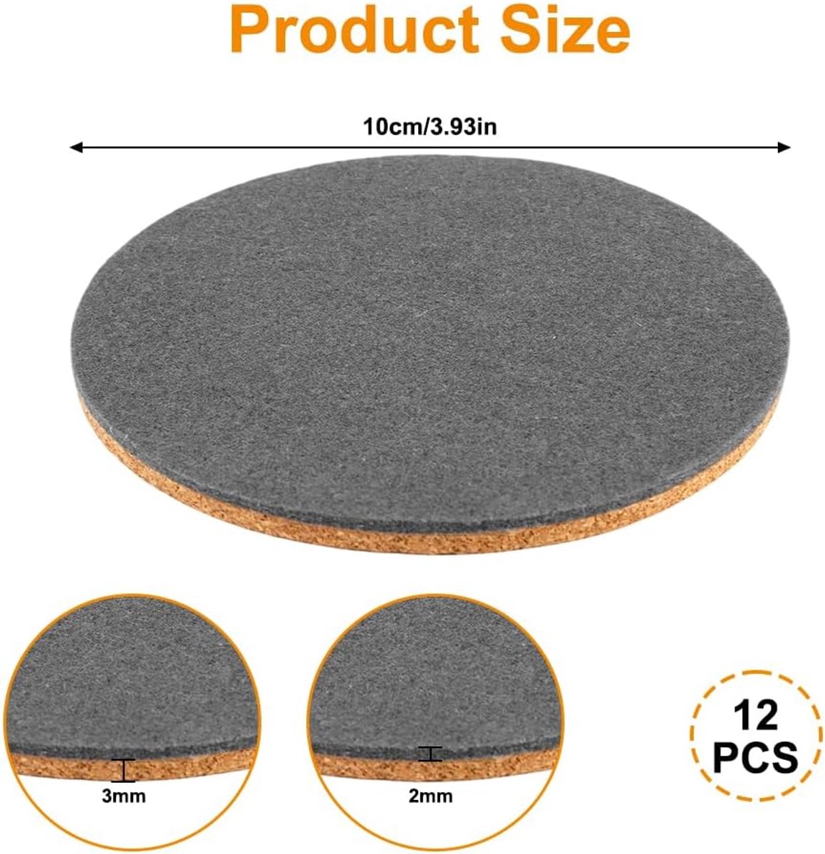 Onderzetters Rond voor Glazen Set voor Kopjes,Tafel, Ø 10cm | Antislip Tafelbeschermers van Robuust Vilt,Hittebestendig Vilten Glasonderzetters Bieronderzetters Rond voor Bar,Glas,Glazen — cadeau in Wonen & Interieur - foto 2