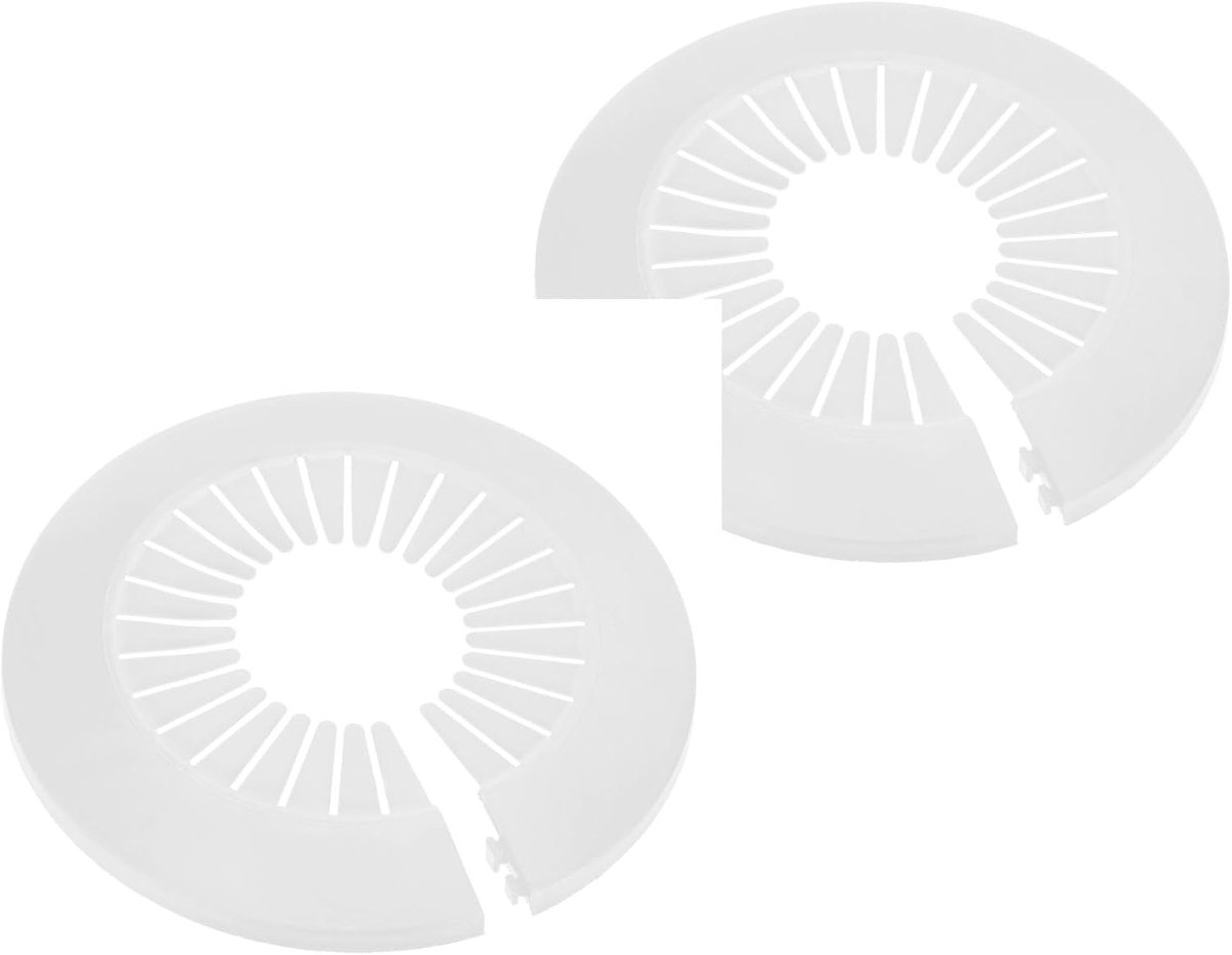 METERXITY 2 stuks buisafdekking, pak voor 55 mm-74 mm buitendiameter flens waterpijp rozet waterpijp afvoerleiding afdekking voor radiatorpijp/waterafvoerbuis [wit]