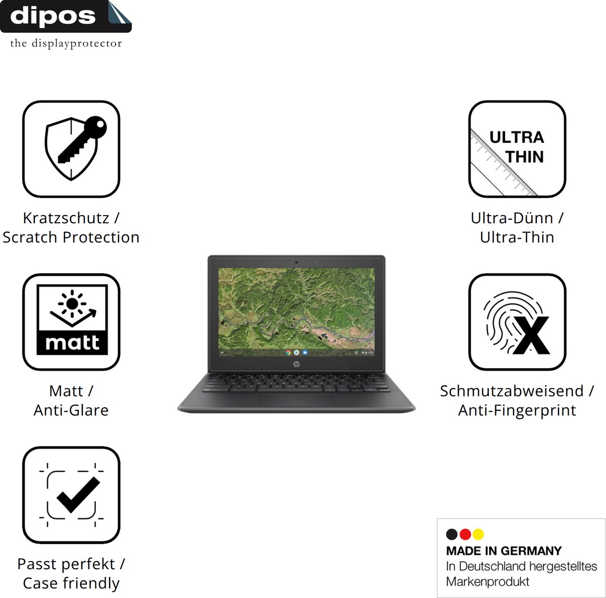 dipos – 2x Matte Beschermfolie geschikt voor HP Chromebook 11A G8EE | Krasbestendige & antireflecterende Screenprotector Ultra-Thin