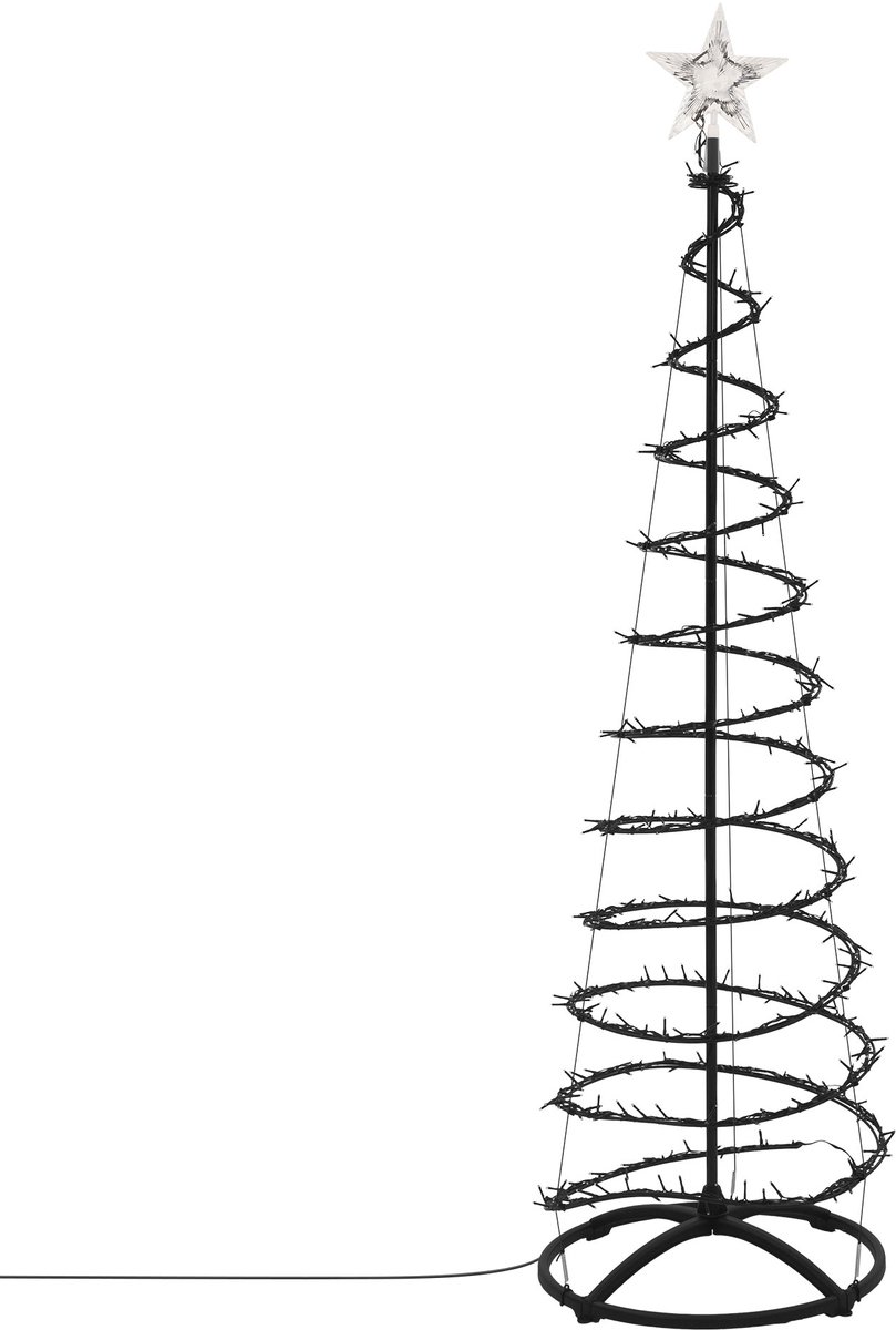 ECD Germany Kerstboom buiten led 180 cm, verlichte kerstboom met lichtslinger en ster, kerstverlichting tuin met watervaleffect en 640 LED warmwit, kerstversiering met timer en geheugenfunctie voor binnen en buiten, snelle montage en basis