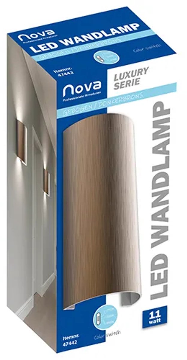 Nova wandlamp rond LED up/down brons/groen