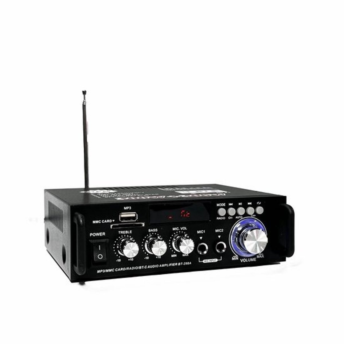 2-Kanaals HiFi Audio Stereo Versterker met Bluetooth, USB en FM Radio