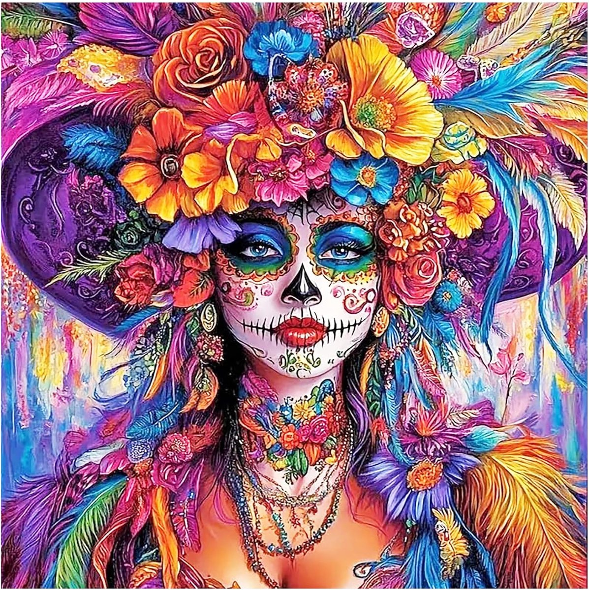 Halloween Meisje Diamant Schilderij Art Kits voor Volwassenen, 5D DIY Bloem Diamant Kunst, Volledige Boor Schilderen Strass Borduurwerk Foto's voor Beginners, Edelsteen Arts Ambachten voor
