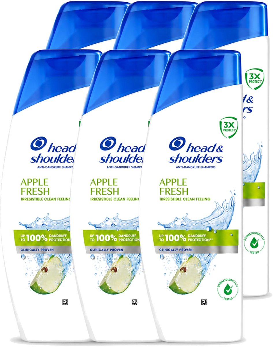 6 x Head & Shoulders - Shampoo - Apple Fresh - 250ml - Voordeelverpakking - 6 stuks