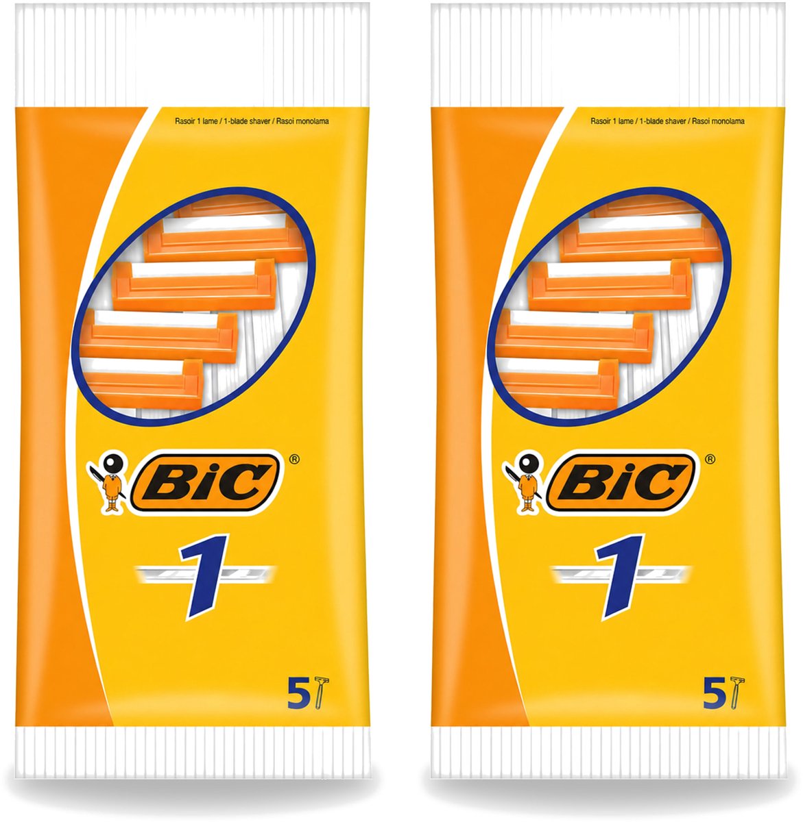 2 x Bic - Scheermesjes - Enkel Mesje - Wegwerpmesjes - 5 Scheermesjes - Bulkverpakking - 2 stuks