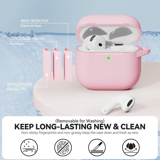 Siliconen voor AirPods 4 Hoes, M-Pink — afbeelding 3