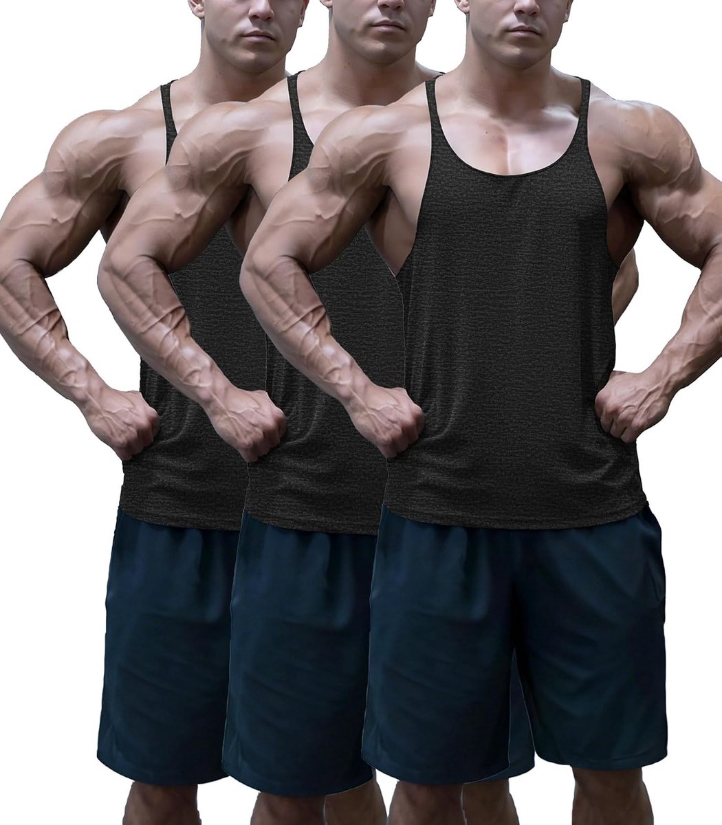 Tanktop voor heren, fitness, tankshirt, zomer, mouwloos spiershirt, functioneel shirt, stringer, okselshirt, Y-rug