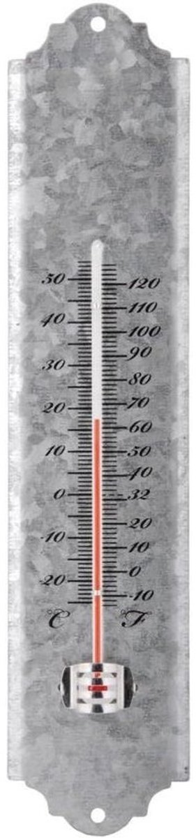 Wandthermometer voor binnen en buiten - antiek zink - 30 cm - Celsius en Fahrenheit - inclusief geschenkverpakking