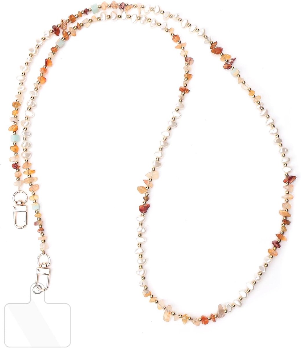 1 telefoonketting, universeel, mobiele telefoonkoord, telefoonkoord met 1 patch, anti-verlies draad natuursteen hanger, compatibel met smartphones voor vrouwen en meisjes