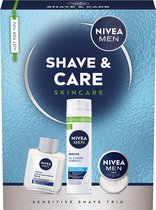 NIVEA MEN Shave & Care geschenkset voor mannen - Giftset - Sint Cadeau - Kerst Cadeau - Cadeauset met Scheergel, Aftershave & Crème