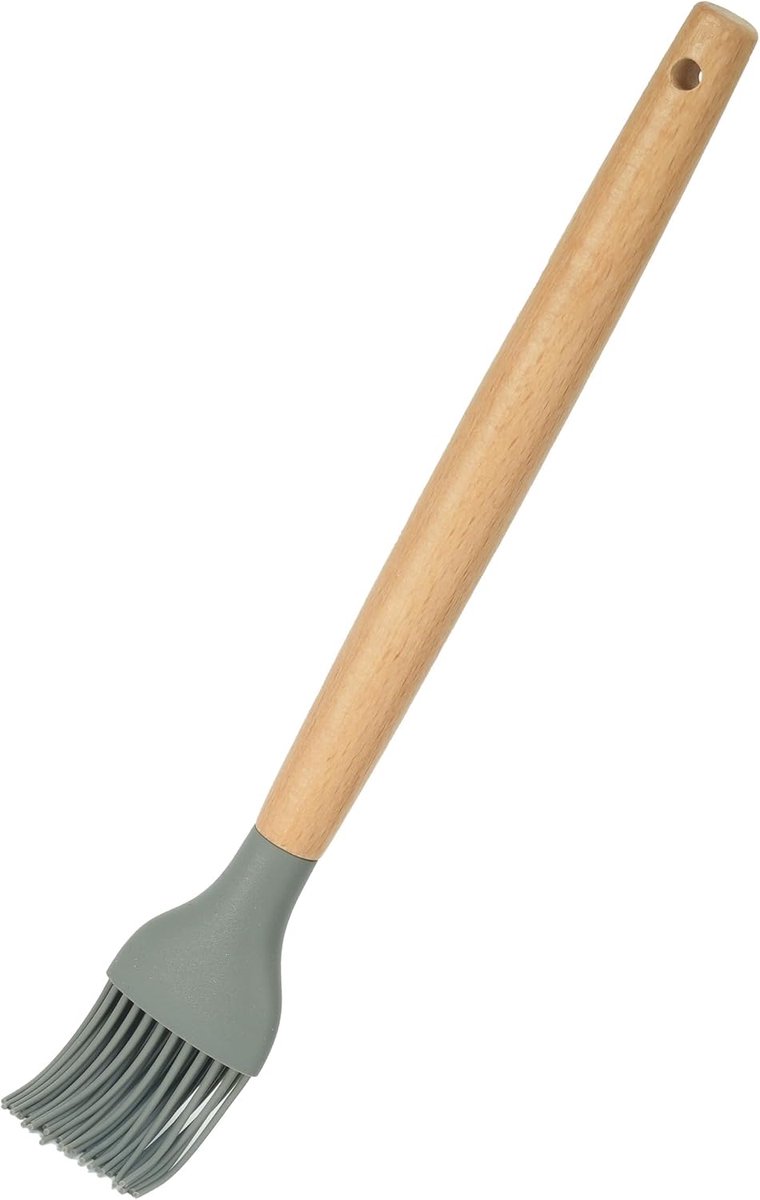 bedruipborstel met bamboehandvat - BPA-vrij, hittebestendig tot 200° - ideaal voor bakken, grillen, boter smeren en koken - anti-aanbak siliconen borstelharen (27 cm)