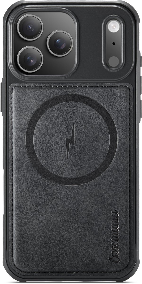 Casemania Hoesje Geschikt voor Apple iPhone 18 Pro - Charcoal Gray - Magnetische Telefoonhoesje Geschikt voor MagSafe - Kunstleer Back Cover met Anti-Slip Grip Randen