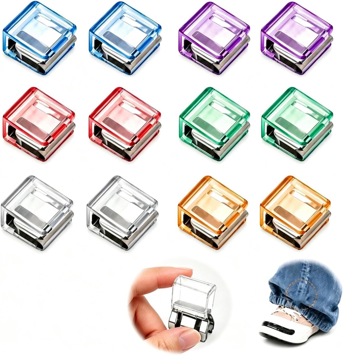 12 stuks broekpijpclips, onzichtbare broek strakker maken clip voor jeans en broeken, naadloze bevestigingsclips voor broekverkleining, antislip broekzoomhouder voor dames en heren
