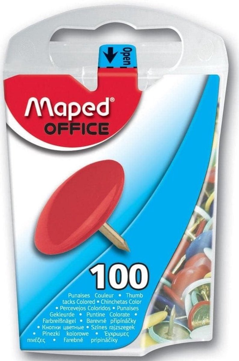 Set van 100 Gekleurde Doorzichtige Duimspijkers/Punaise voor Prikbord