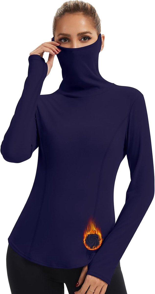 Fleece pullover dames rolkraag thermoshirt functioneel shirt dames lange mouwen sport shirt met lange mouwen sweatshirt voor skiën, wandelen hardlopen