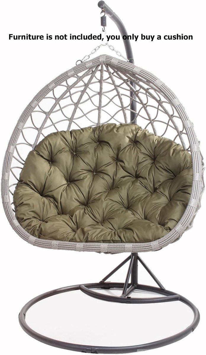 Kussen voor hangstoel, 130 x 100 cm, kussen, schommelkussen, kussen voor hangmand, hangstoel, kussen, hangmand, schommelmand, rugkussen (groen)