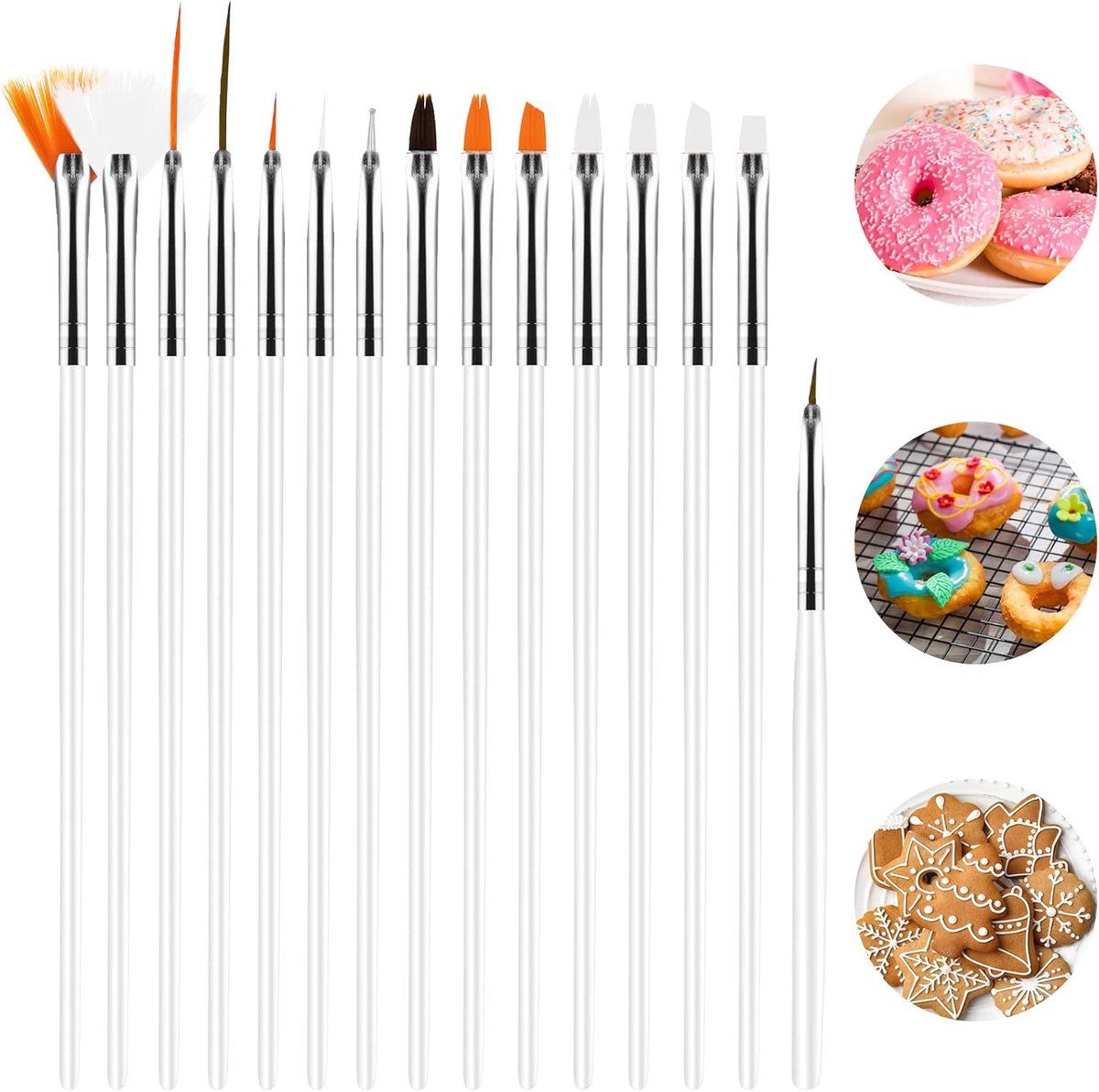15 Stuks Cake Decoratie Set, Voedsel Veilig Bakken Borstel Gereedschappen, Fondant Koekje Schilderen Borstels, Cookie Cake Decoratie