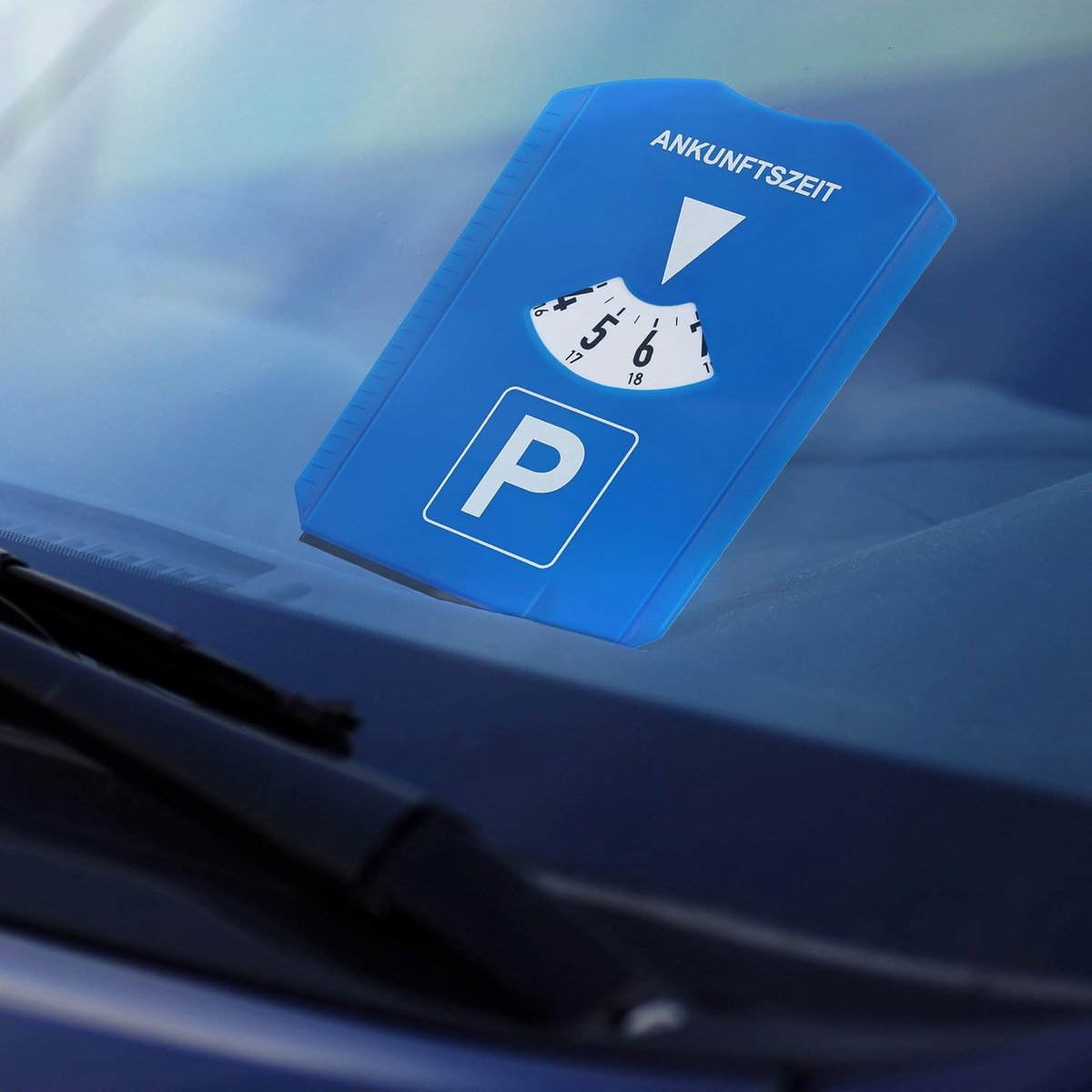Parkeerschijf met ijskrabber, set van 10, met muntjes en houder, 3-in 1, kunststof, parkeerkaart, blauw