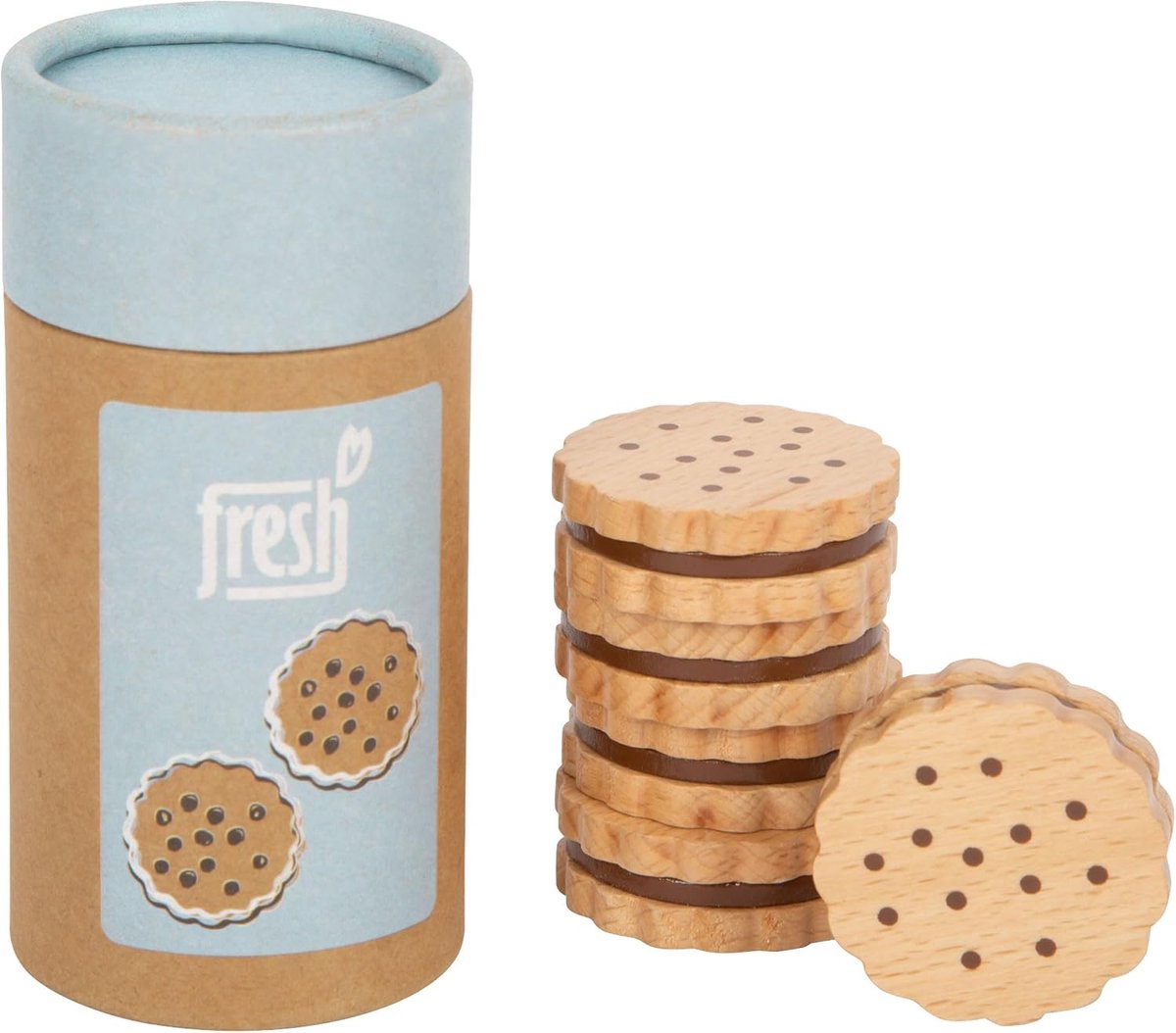Foot -12352 Sandwich koekjes "fresh" gemaakt van hout, accessoires voor winkel en kinderkeuken, rollenspel speelgoed jaar,Multi kleuren