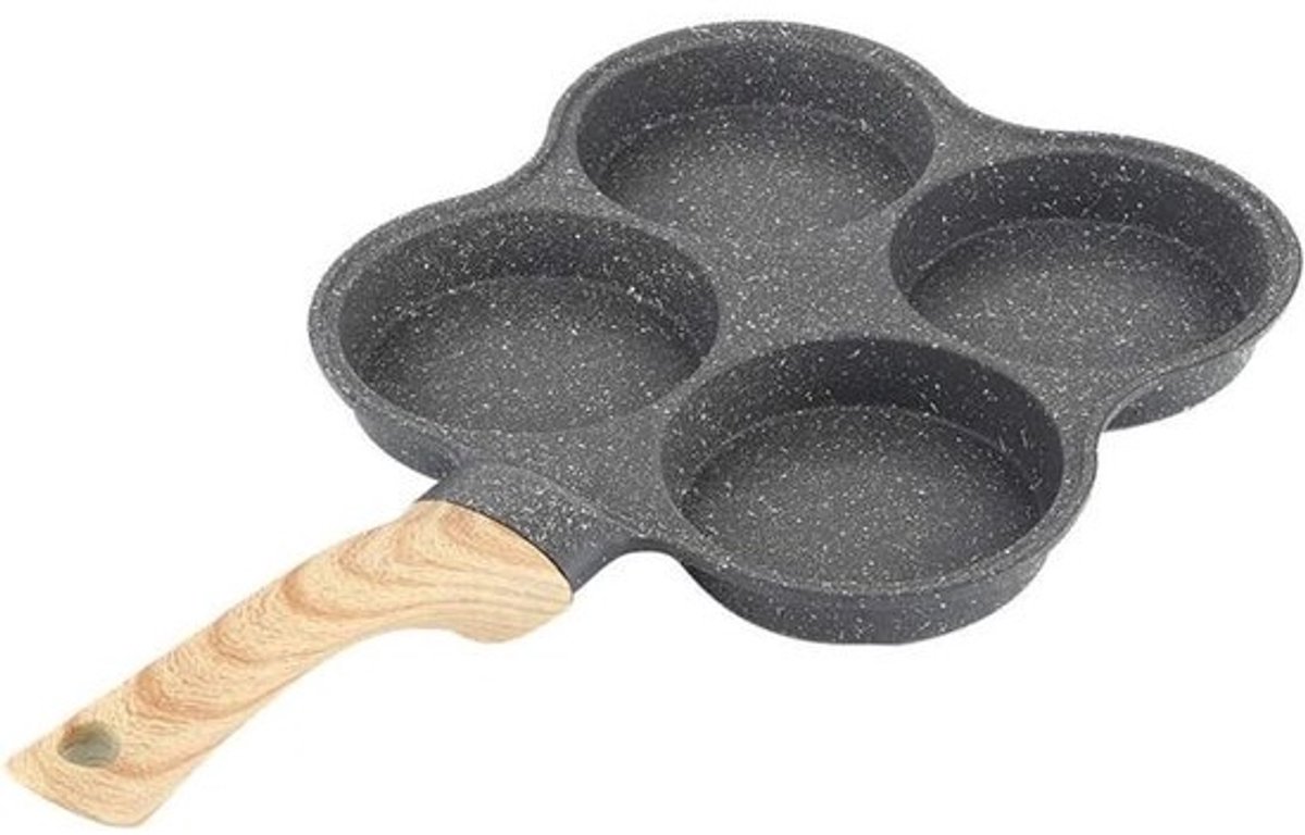 Pannenkoekenpan met anti-aanbaklaag Pannenkoekenpan, eierkoekenpan, 4-gaats omeletpan voor hamburger-eieren Ham-pannenkoekenmaker Koekenpannen Creatieve anti-aanbaklaag Geen olie-r