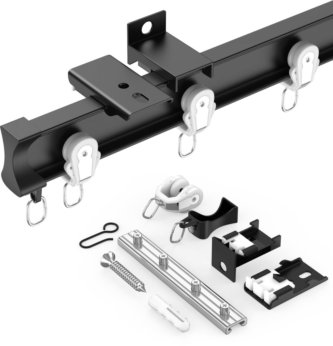 Dailygoods- Gordijnrail 96 inch - Aluminiumlegering - Plafondmontage/Wandmontage - Stille/Lage wrijving - Sterk/Duurzaam - Inclusief montagebeugels -