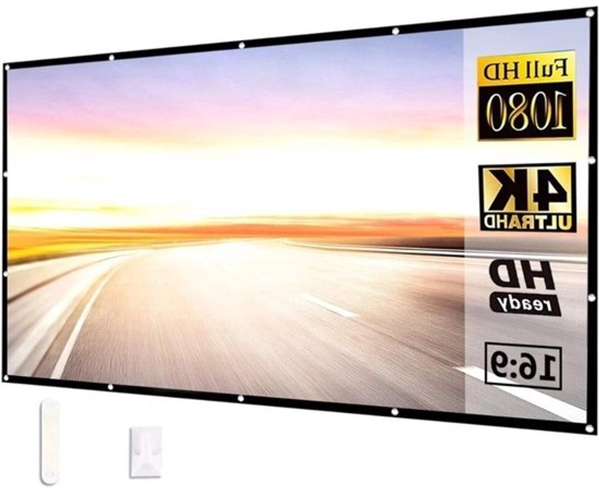 Projectiescherm - Draagbaar scherm - Thuisbioscoop creëren - Opvouwbaar ontwerp - 120 inch - Wit