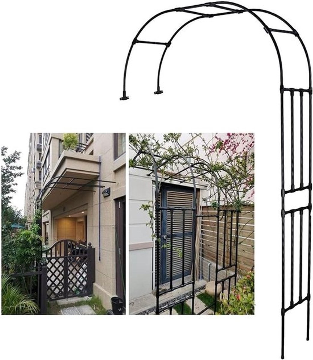 Metalen Tuinboog - Rozenboog Klimplant - Tuin Decoratie - Stevig Ijzeren Frame - 120x240cm - Zwart