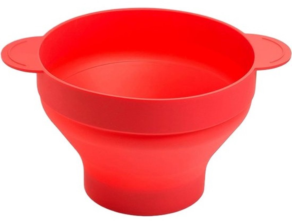 Magnetron Popcorn Kom - Siliconen Popcornmaker - Snacks Maken - Hittebestendig Siliconen - 24 cm - Rood