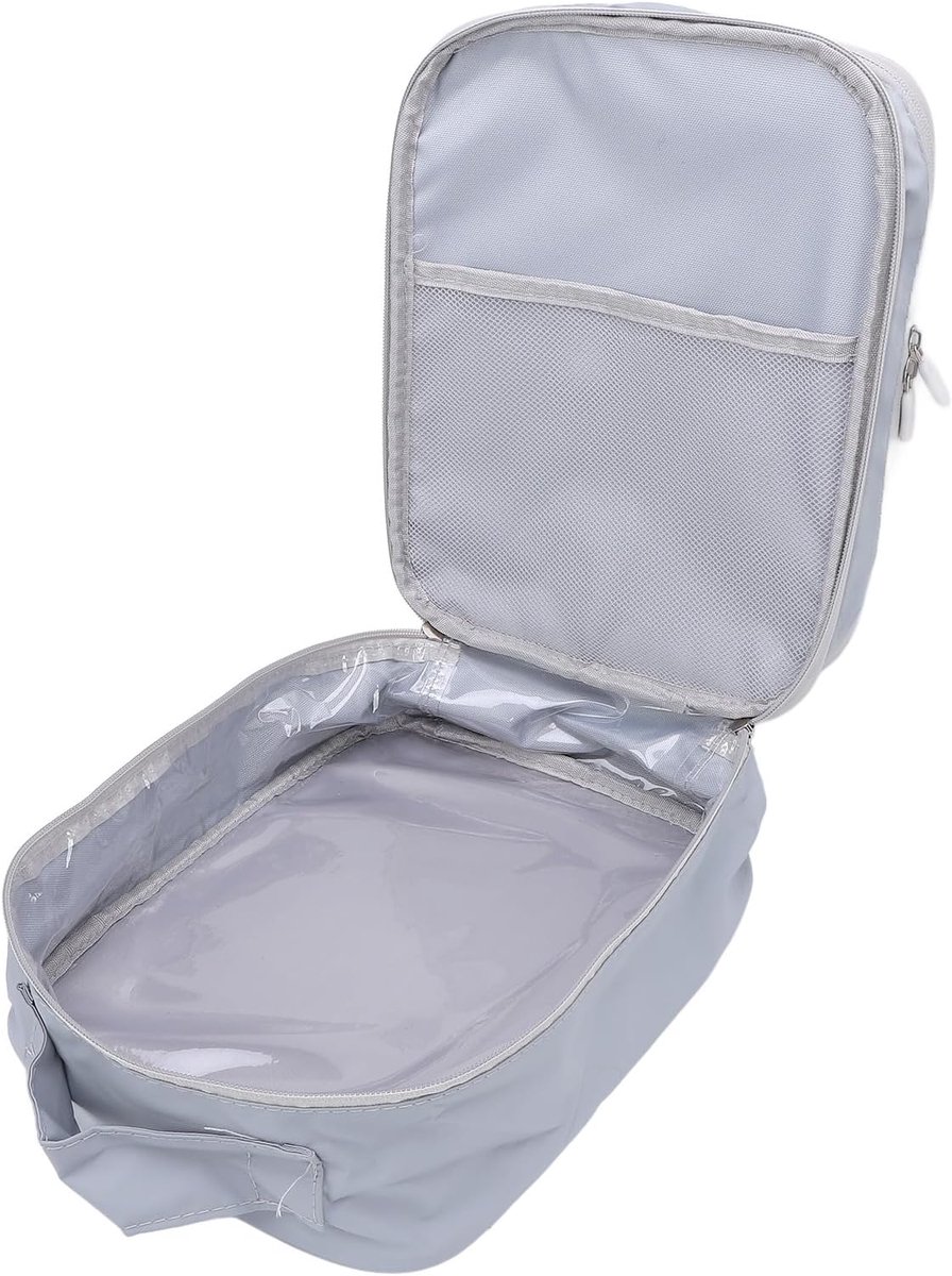 Dailygoods- Schoenenopbergtas Groot Formaat - Draagbare Schoenenorganizer - 3 Lagen - Duurzaam Oxford-Stof - Ademend Mesh - Achterzak voor Mobiele Tel