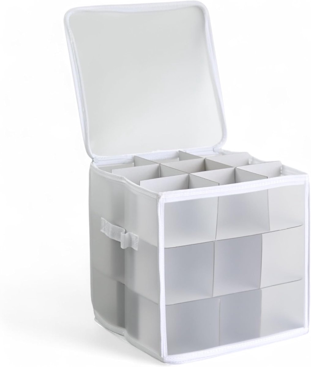 Dailygoods- Opbergdoos Inklapbaar - Sorteerdoos voor Kerstversiering - Transparant - Voor 27 Stuks - Met Inzetstukken - Ruimtebesparend - Opbergbox
