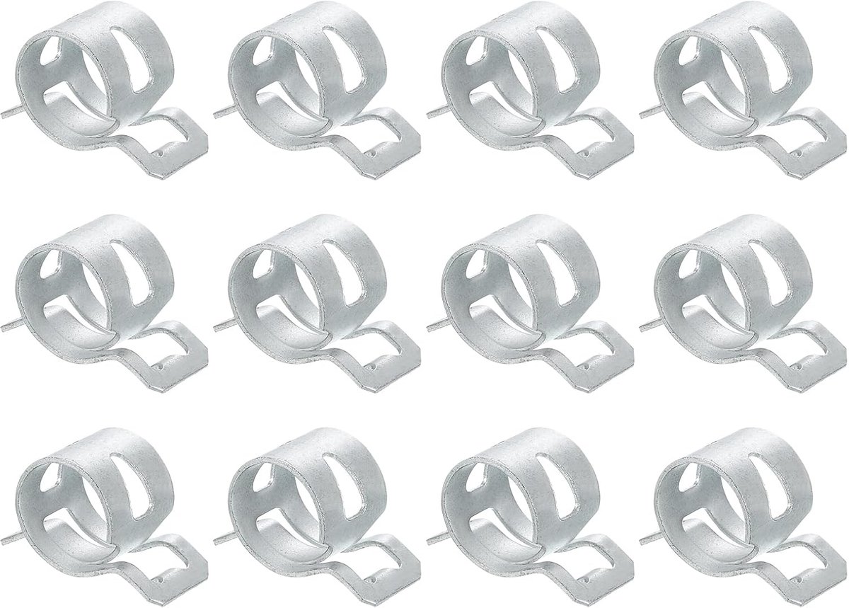 12 stuks veerband-type-actie brandstof/siliconen vacuüm-slangslangklem, 15 mm lagedruk-luchtveerslangclip-klem voor auto-oliebuis, waterbuis, zilver