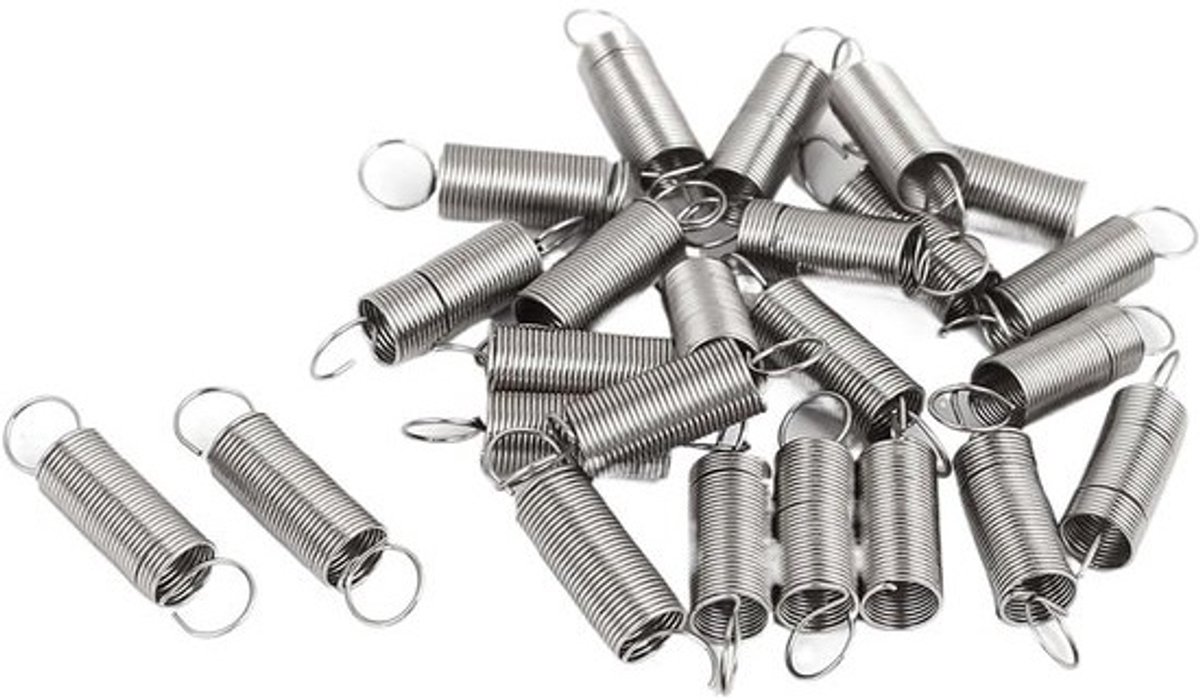 Trekveren - Dubbele haak veer - Apparaten repareren - Roestvrij staal - 05 mm x 6 mm - Zilver
