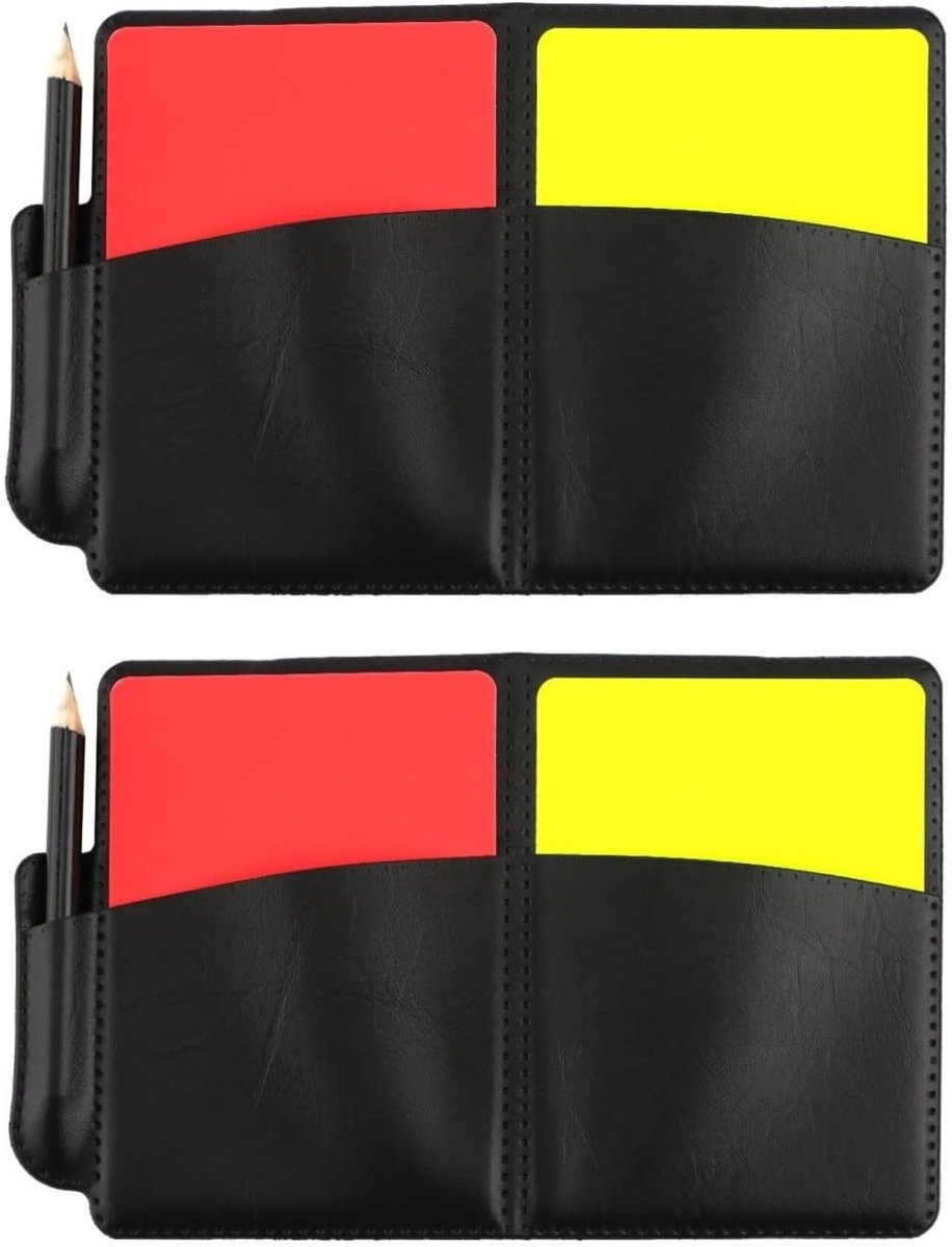 Scheidsrechter Kaarten Set, 2-Pack Rode en Gele Kaarten met Record Papier, Waarschuwings Scheidsrechter Kit voor Voetbal Volleybal Rugby Honkbal Wedstrijden