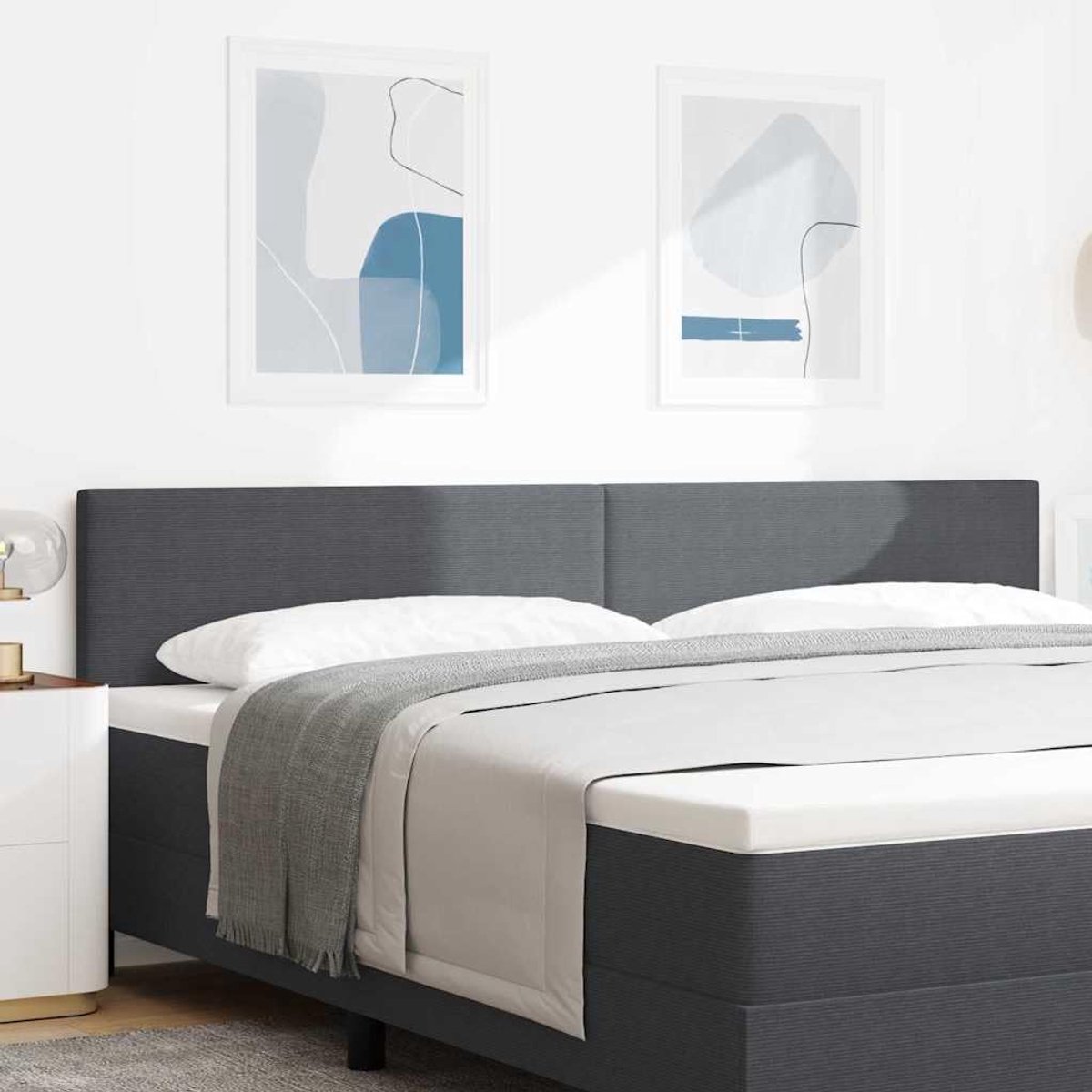donkergrijs, 200 cm, met RGB-ledstrip, in hoogte verstelbaar, gemaakt van hout en houtmaterialen, polyester achterkant, ideaal voor moderne slaapkamers.