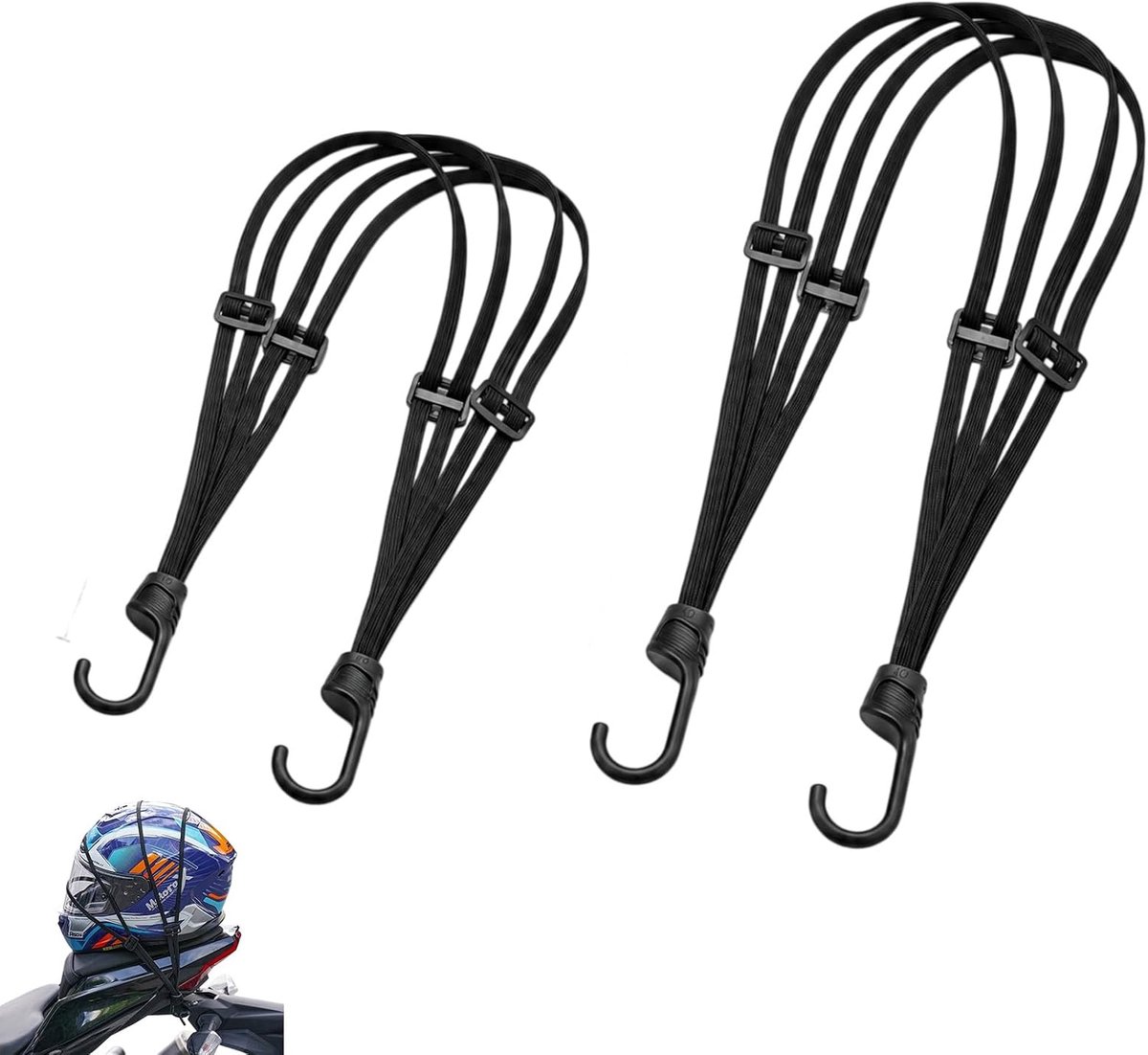 Elastische spanbanden 60 cm en 90 cm - nylon, latex en polyester - gecoate haken - ideaal voor motorfiets en fiets - ShopVlot