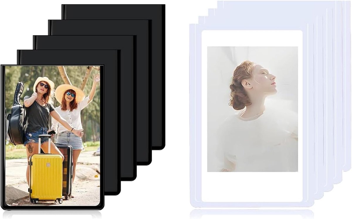 Dailygoods- Magneetfotolijsten 10 stuks - Mini fotolijstjes 9,3 x 6,3 cm - Magnetische koelkast - Polaroid Instax mini - Zwart/wit - Geschikt voor fot