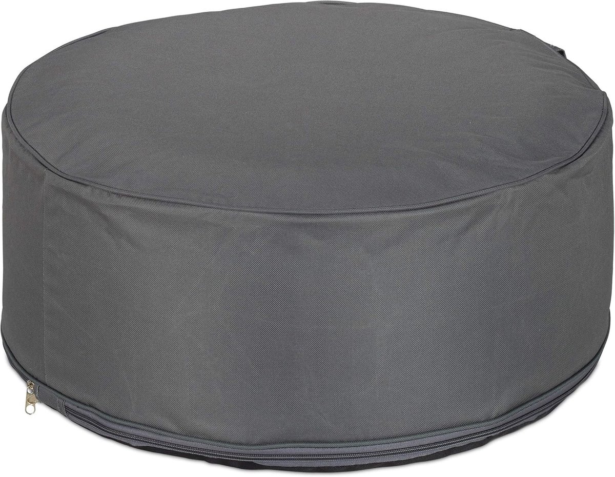 Opblaasbare kruk, buitenpoef voor camping en tuin, ronde kruk, poef, HxD: 26 x 56 cm, donkergrijs, per stuk