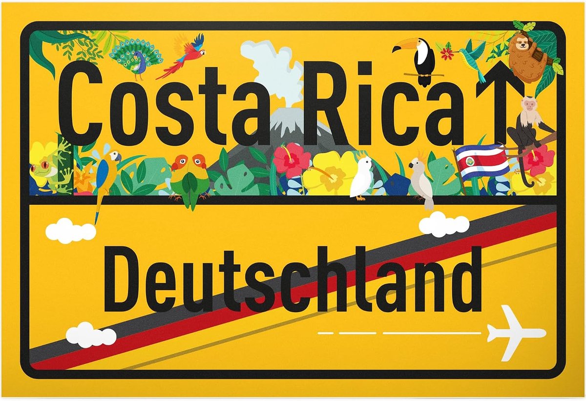Costa Rica plaatsbord - kunststof bord 30 x 20 cm - cadeau-idee cadeaubon reizen vakantie reisvoucher mannen en vrouwen geldgeschenk afscheidskaart cadeau-idee decoratieve kaart