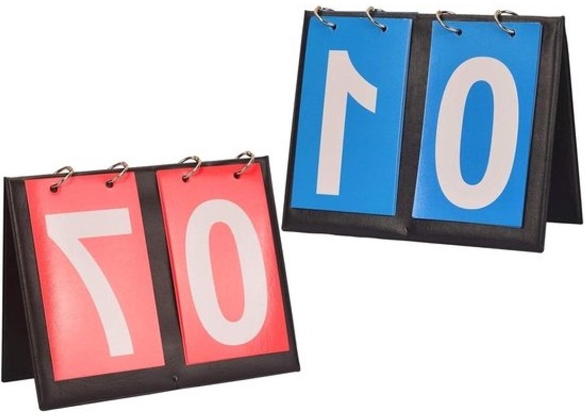 Sport Scorebord - Scorekaarten Flip Score - Wedstrijd Bijhouden - Dubbelzijdig Kleuren - 20.2cm x 16.3cm - Rood Blauw