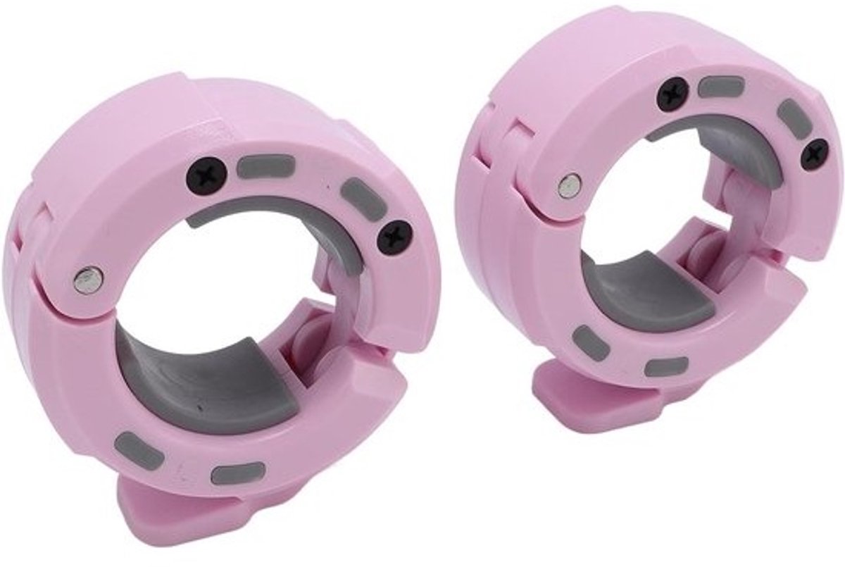 Halterklemmen - Gewichtsklemmen - Kracht Training - Magnetische Opslag - 50mm - Roze Grijs